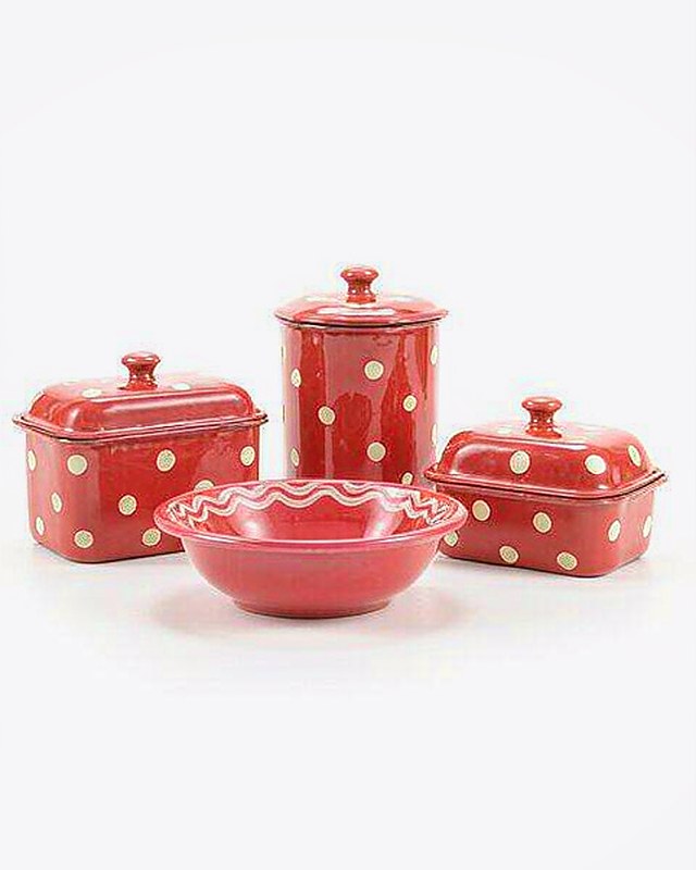 Confetti Dots Three-Piece Kitchen Set in Coral
