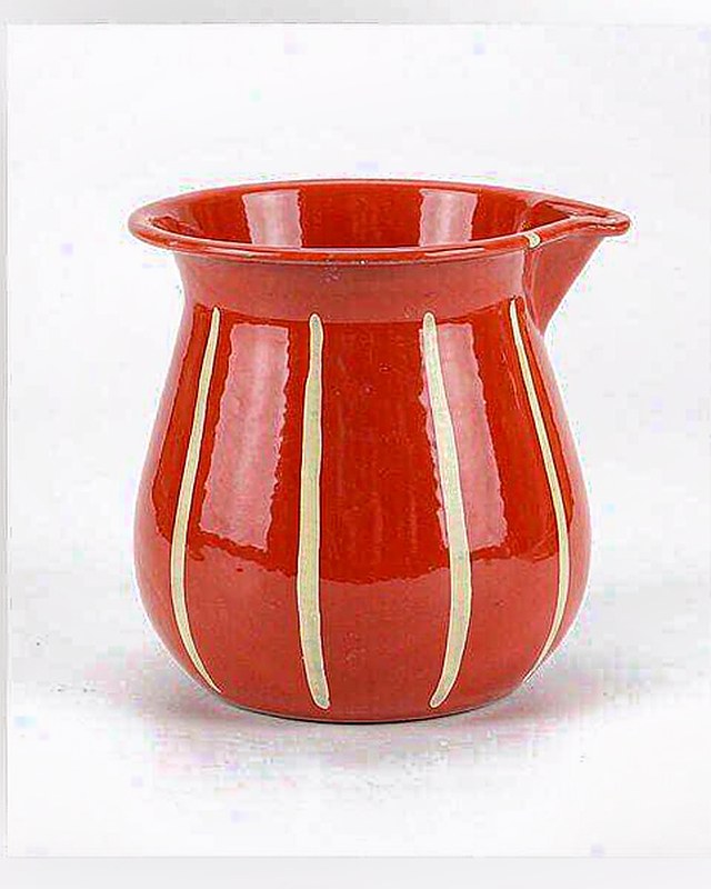 Meadow Stripe Enamel Pitcher in Coral