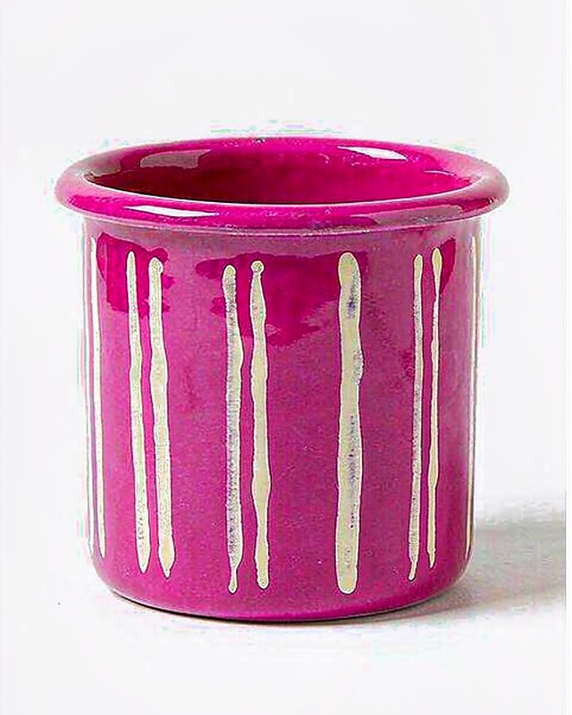 Meadow Stripe Enamel Tumbler in Cerise