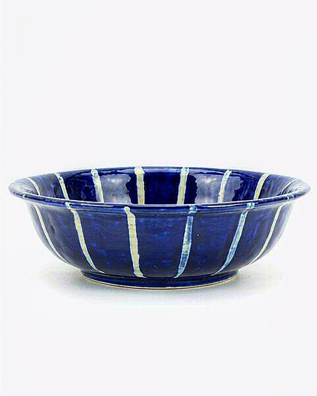 Meadow Stripe Porridge Bowl in Cobalt