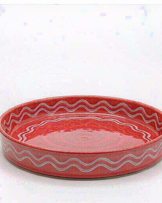 Ripple Round Platter in Coral