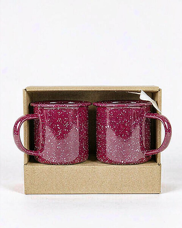 Speckle Spatter Two-Mug Gift Set in Raspberry