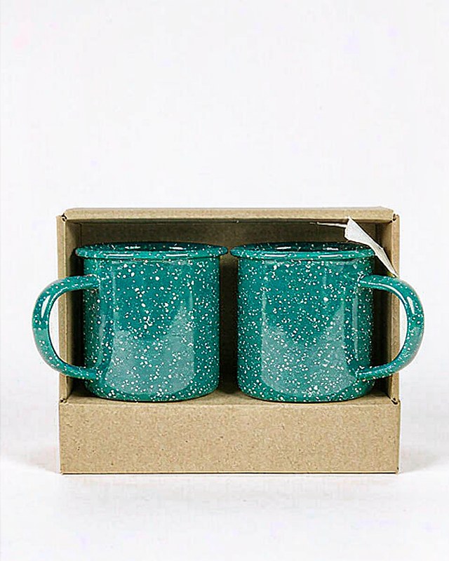 Speckle Spatter Two-Mug Gift Set in Teal